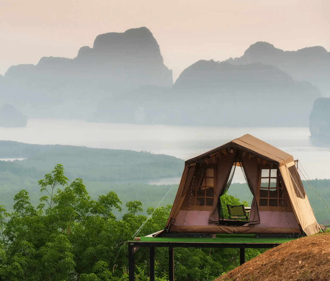 Glamping with mountain and sea view